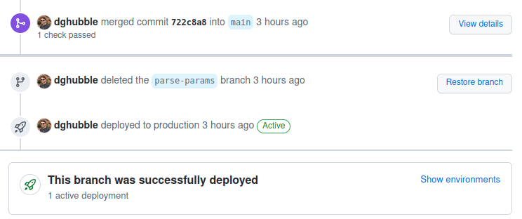 Github Pull Requests show Deployments